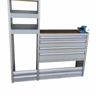 Scaffalature per furgoni realizzato su Renault Trafic con scaffalature modulari per utilizzo professionale